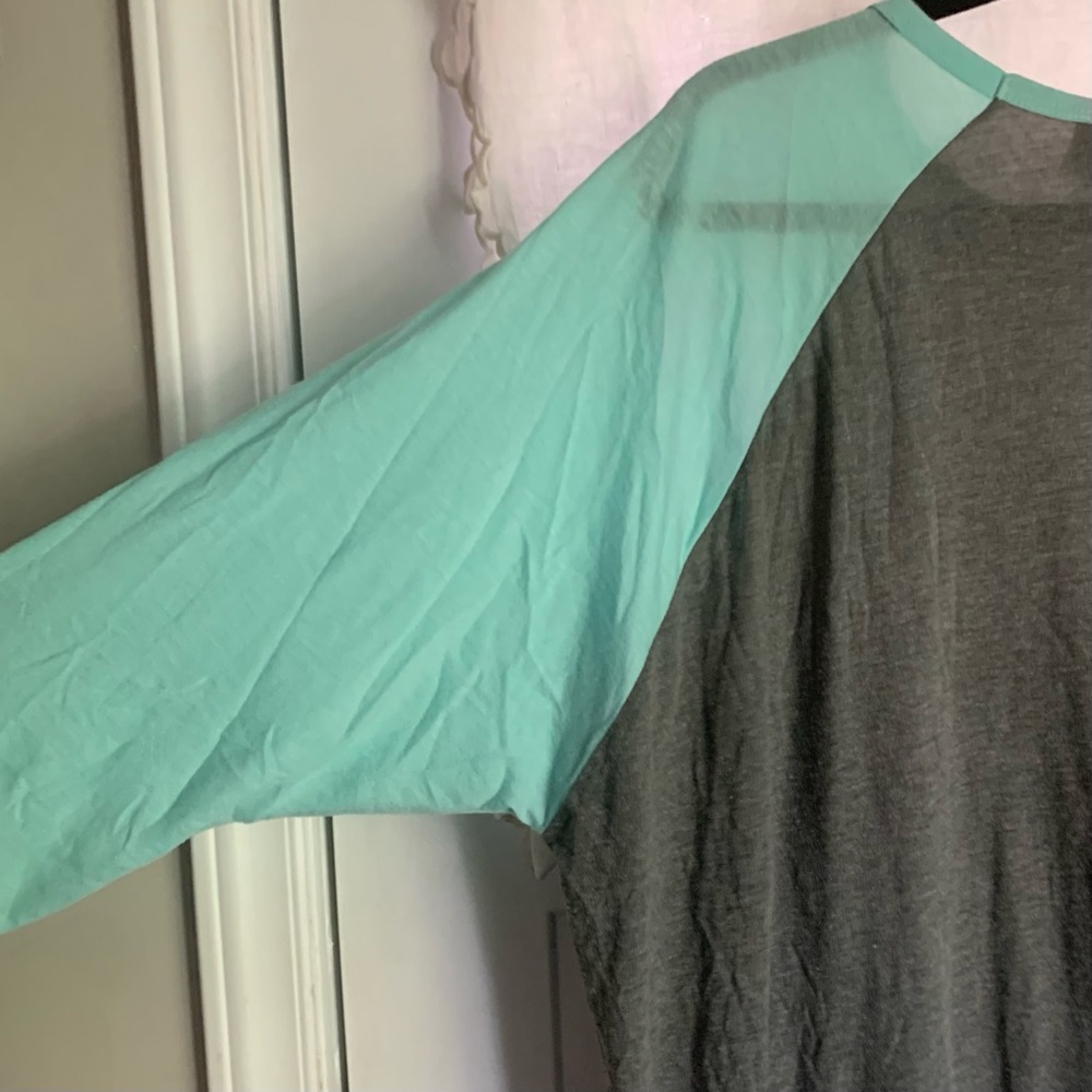 xxSOLDxx         Lularoe Randy Gray w/ Teal Sleeves - Picture 4 of 7